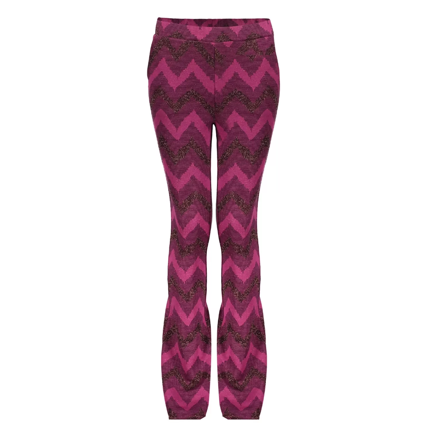 Geisha Fashion Broeken*Geisha Girls Flare Broek Met Zigzag Print 41668K-20 fuchsia